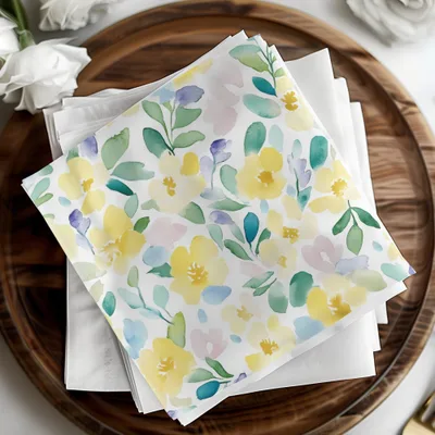 Watercolor Floral Pattern Digital , Gentle Flower Print , Seamless Surface Design , Fabric Print Digital, Yellow Pastel Flower, Paper Print