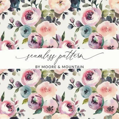 Watercolor Floral Pattern, Digital Paper, Seamless Flower Design, Fabric Print, Scrapbook Paper, Pastel Flowers, Floral Background