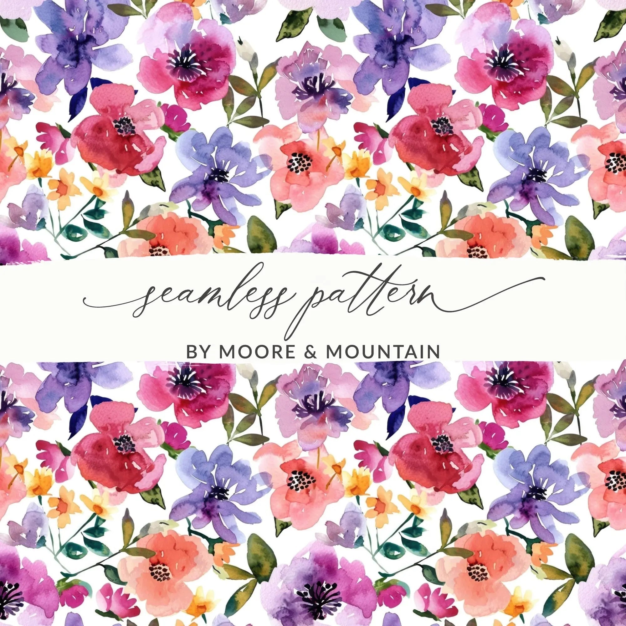 Watercolor Floral Pattern Digital, Seamless Flower Design, Watercolor Flower Pattern, JPEG Files, Printable Floral, Digital Download