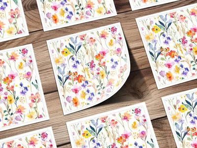 Watercolor Floral Pink Purple Spring Summer Pattern Digital