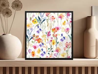 Watercolor Floral Pink Purple Spring Summer Pattern Digital