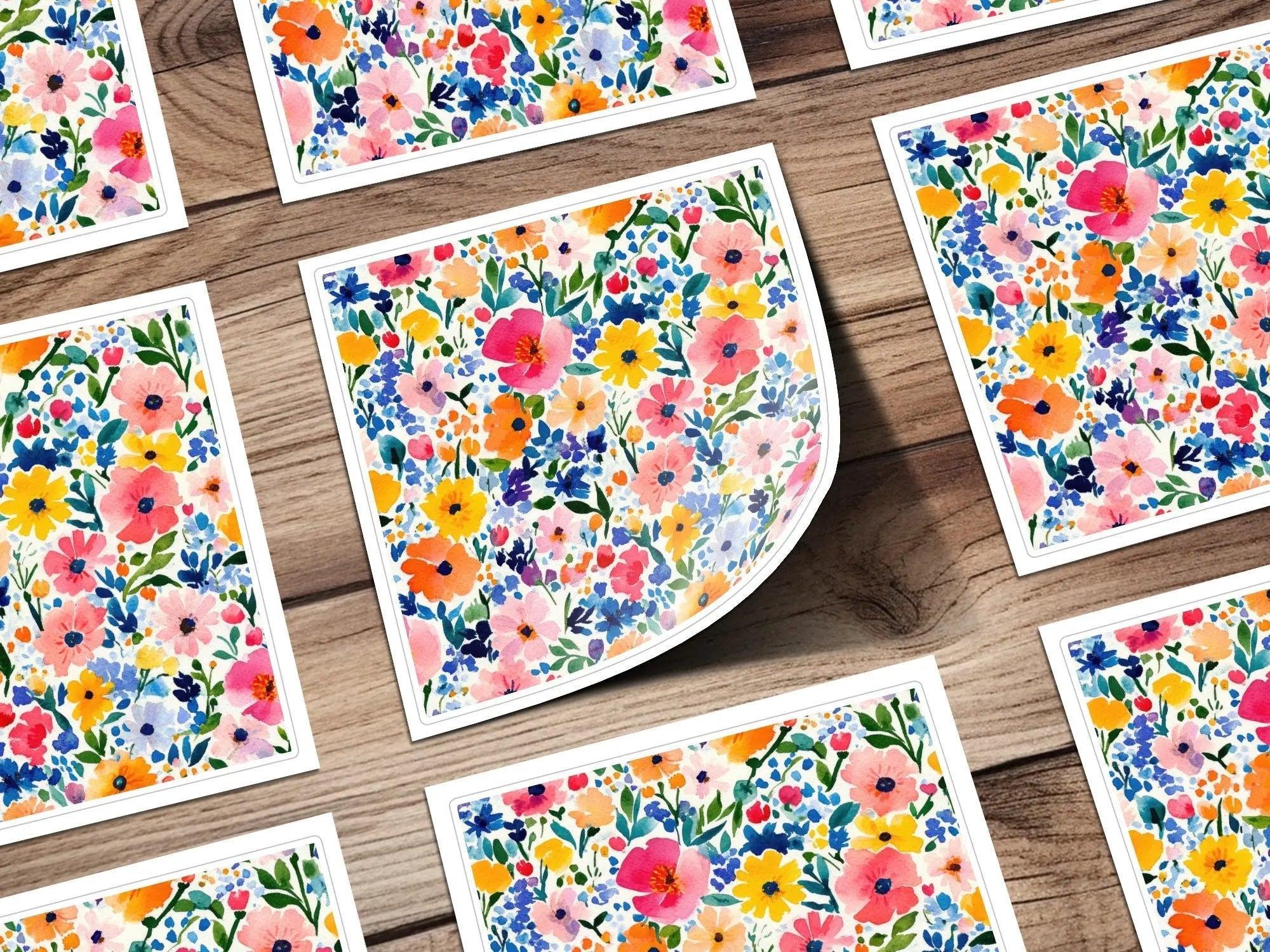 Watercolor Ditsy Floral Seamless Pattern, Digital Paper, Flower Garden Design, Printable Texture, Colorful Blossoms, Fabric Print, Background