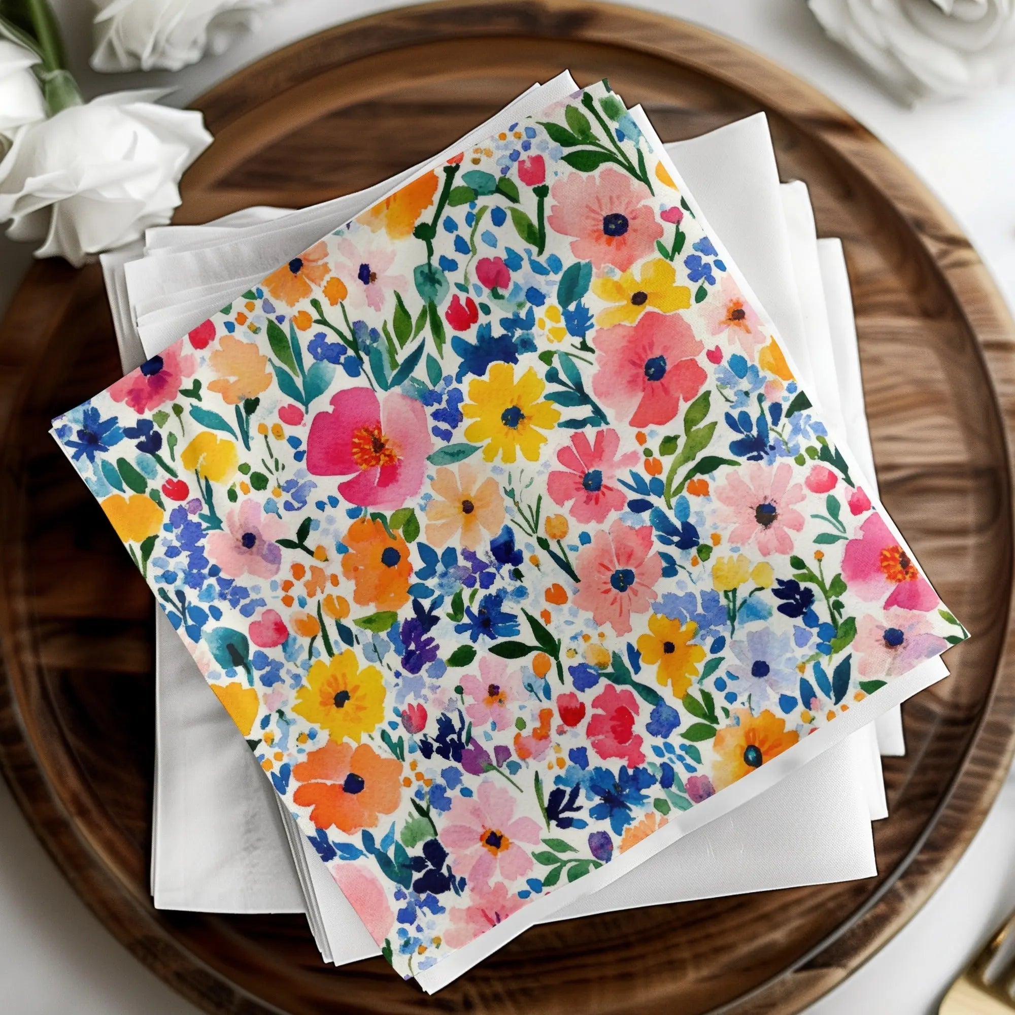 Watercolor Ditsy Floral Seamless Pattern, Digital Paper, Flower Garden Design, Printable Texture, Colorful Blossoms, Fabric Print, Background