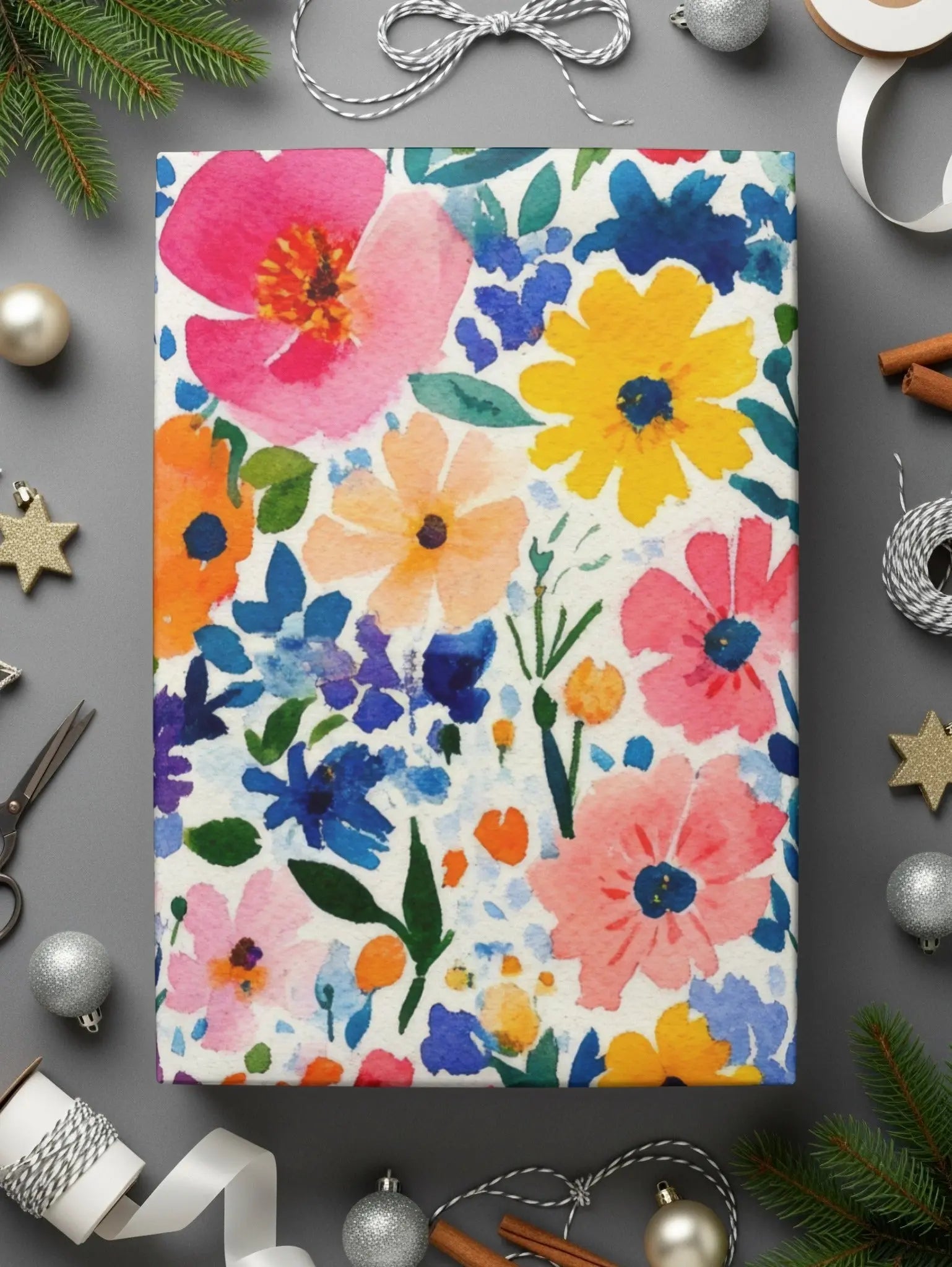 Watercolor Ditsy Floral Seamless Pattern, Digital Paper, Flower Garden Design, Printable Texture, Colorful Blossoms, Fabric Print, Background
