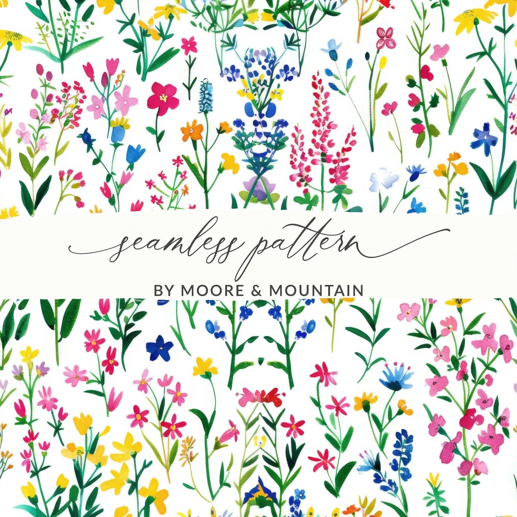 Watercolor Floral Seamless Pattern Digital Paper, Wildflower Pattern, Floral Background, Scrapbook Paper, Fabric Design, Digital Download