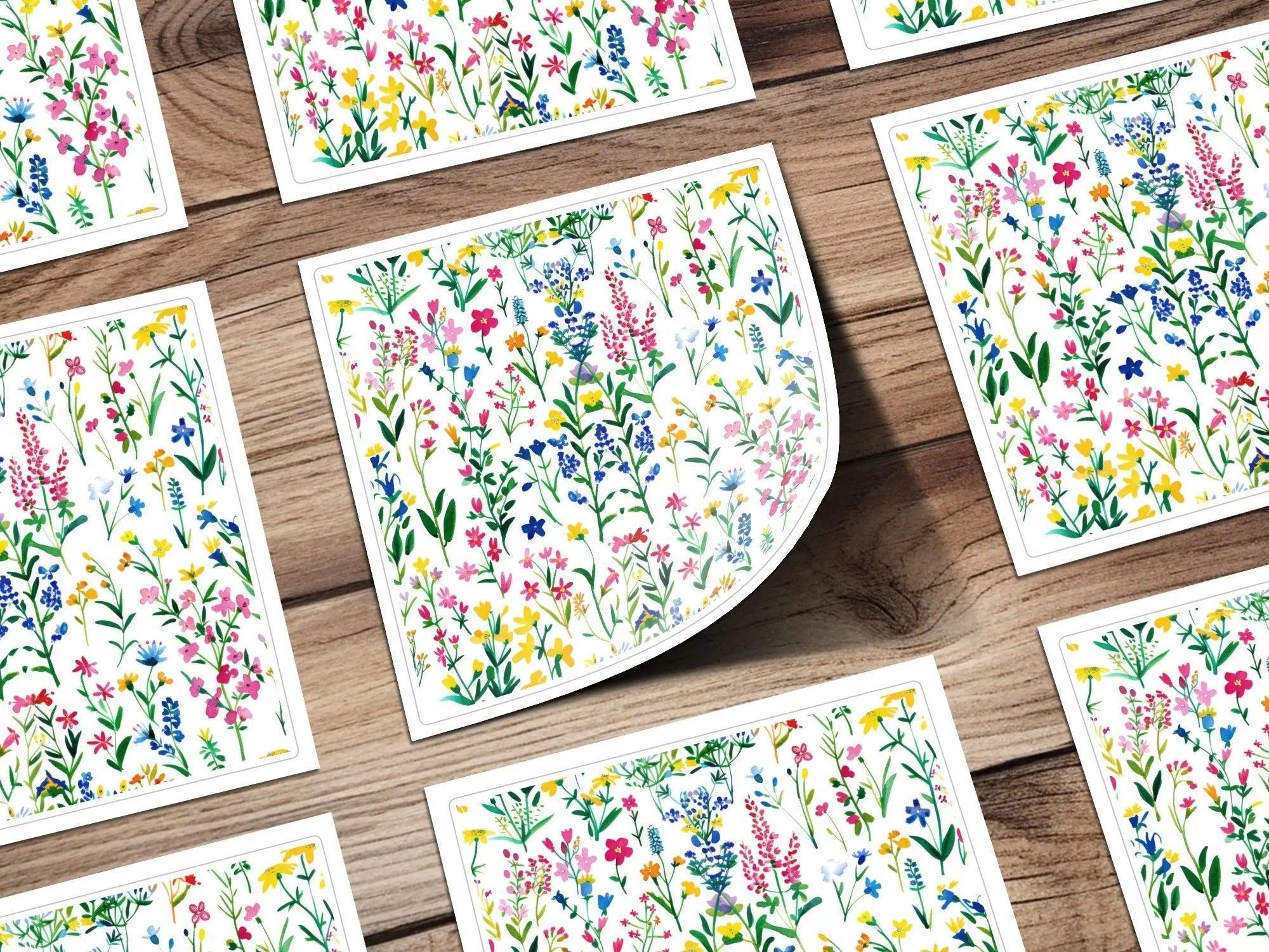 Watercolor Floral Seamless Pattern Digital Paper, Wildflower Pattern, Floral Background, Scrapbook Paper, Fabric Design, Digital Download