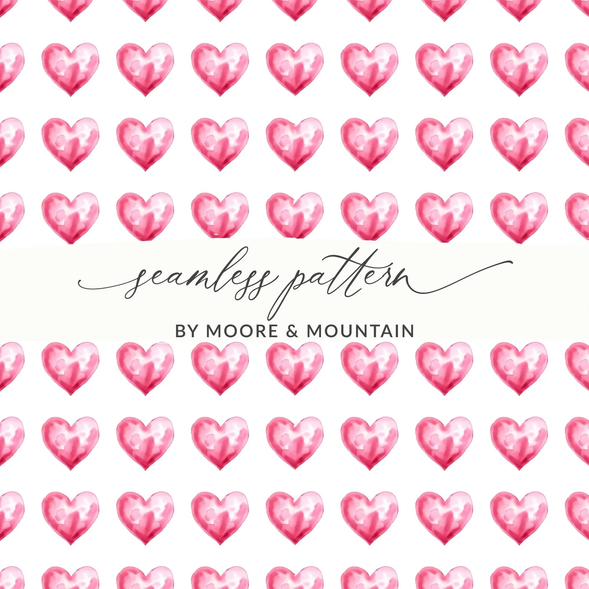 Watercolor Heart Pattern Digital Paper, Pink Heart Seamless Pattern, Valentine's Day Fabric, Hearts Background, Digital Valentine Pattern