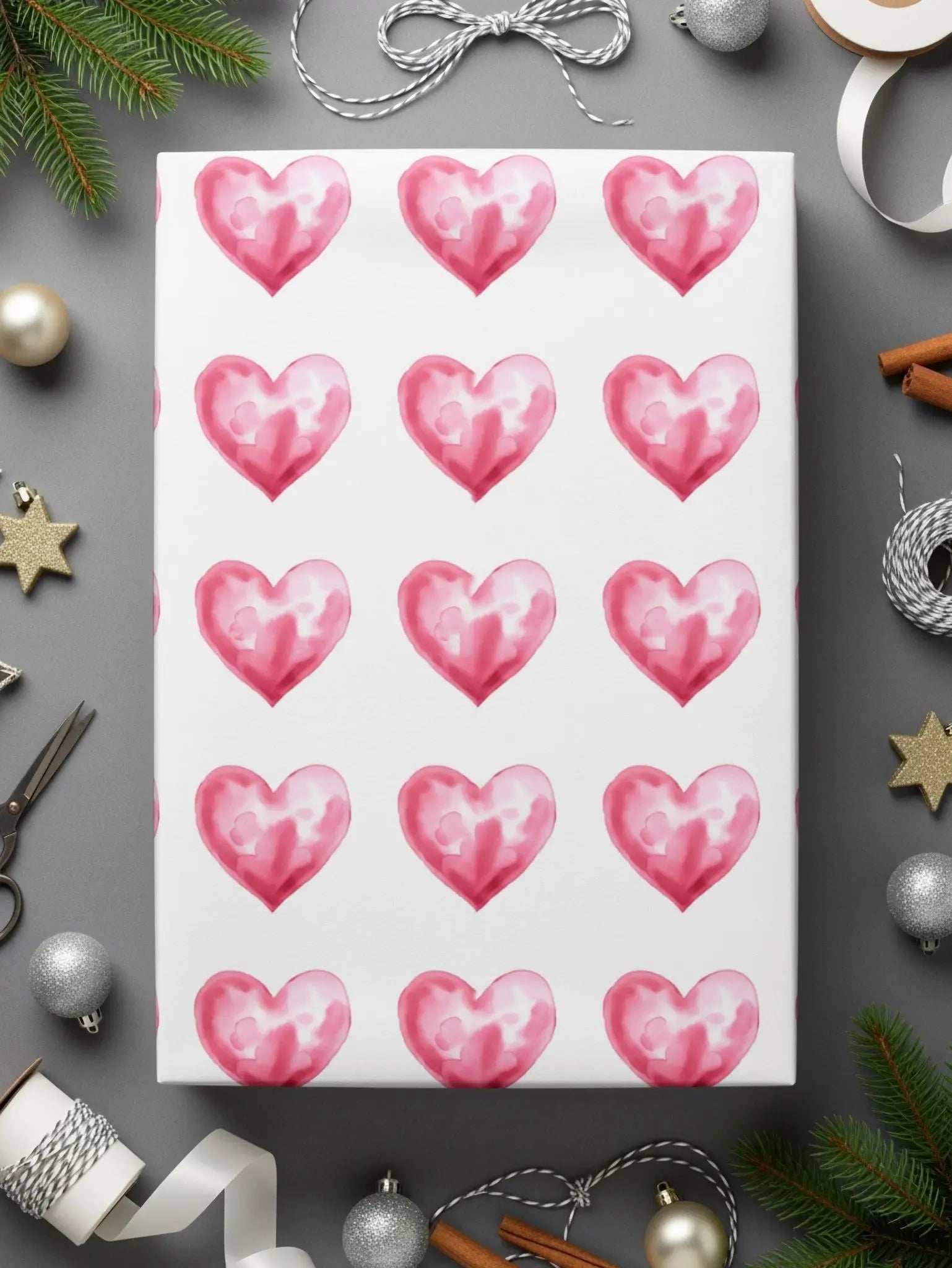 Watercolor Heart Pattern Digital Paper, Pink Heart Seamless Pattern, Valentine's Day Fabric, Hearts Background, Digital Valentine Pattern