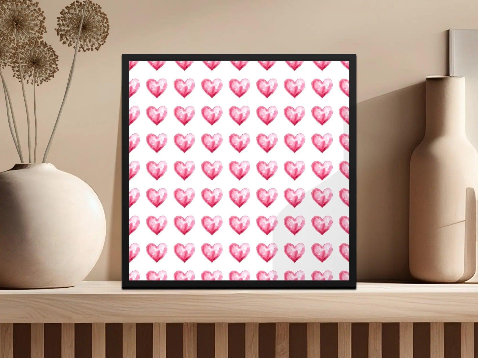 Watercolor Heart Pattern Digital Paper, Pink Heart Seamless Pattern, Valentine's Day Fabric, Hearts Background, Digital Valentine Pattern