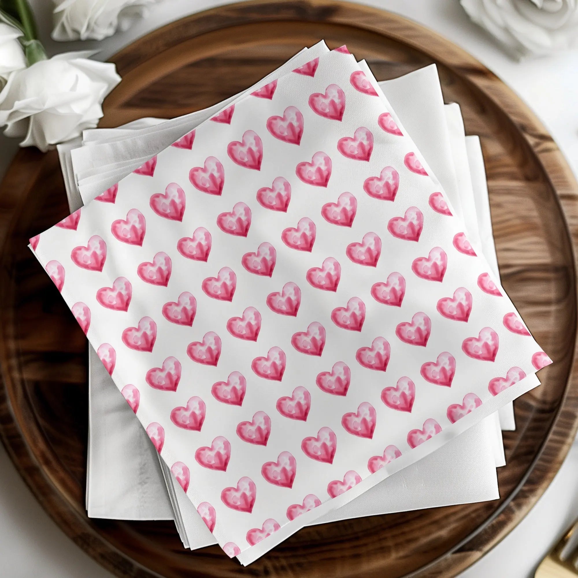 Watercolor Heart Pattern Digital Paper, Pink Heart Seamless Pattern, Valentine's Day Fabric, Hearts Background, Digital Valentine Pattern