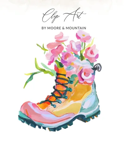 Watercolor Hiking Boot with Flowers SVG, PNG, Digital Download, Floral Adventure Art, Outdoorsy Printable Graphic, Vibrant Nature