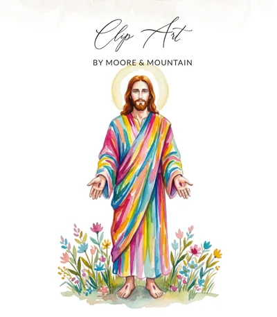 Watercolor Jesus Christ Digital Art Print | Rainbow Religious Wall Decor | Modern Christian Faith Gift | Colorful Jesus Illustration