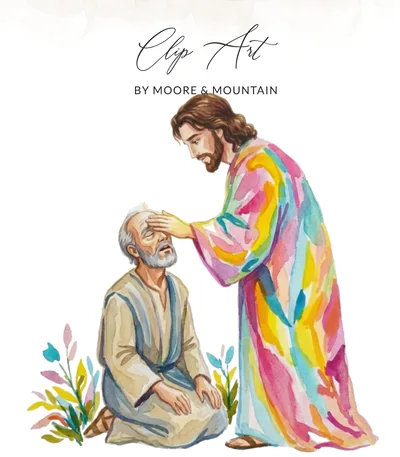 Watercolor Jesus Healing Digital Print, Christian Art Download, Religious Faith Wall Decor, Spiritual Gift PNG JPG File