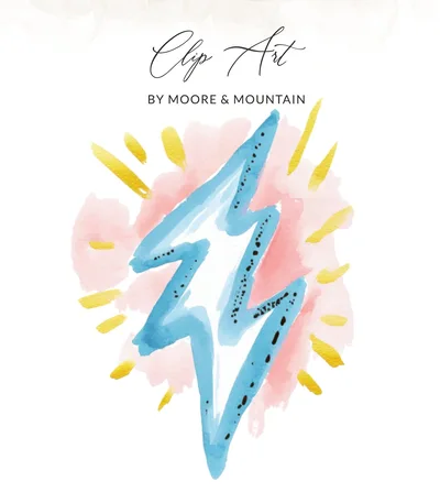 Watercolor Lightning Bolt Digital Art Print, Abstract Energy Thunderbolt Clipart, Modern Blue Pink Gold Instant Download, Dynamic Wall Art