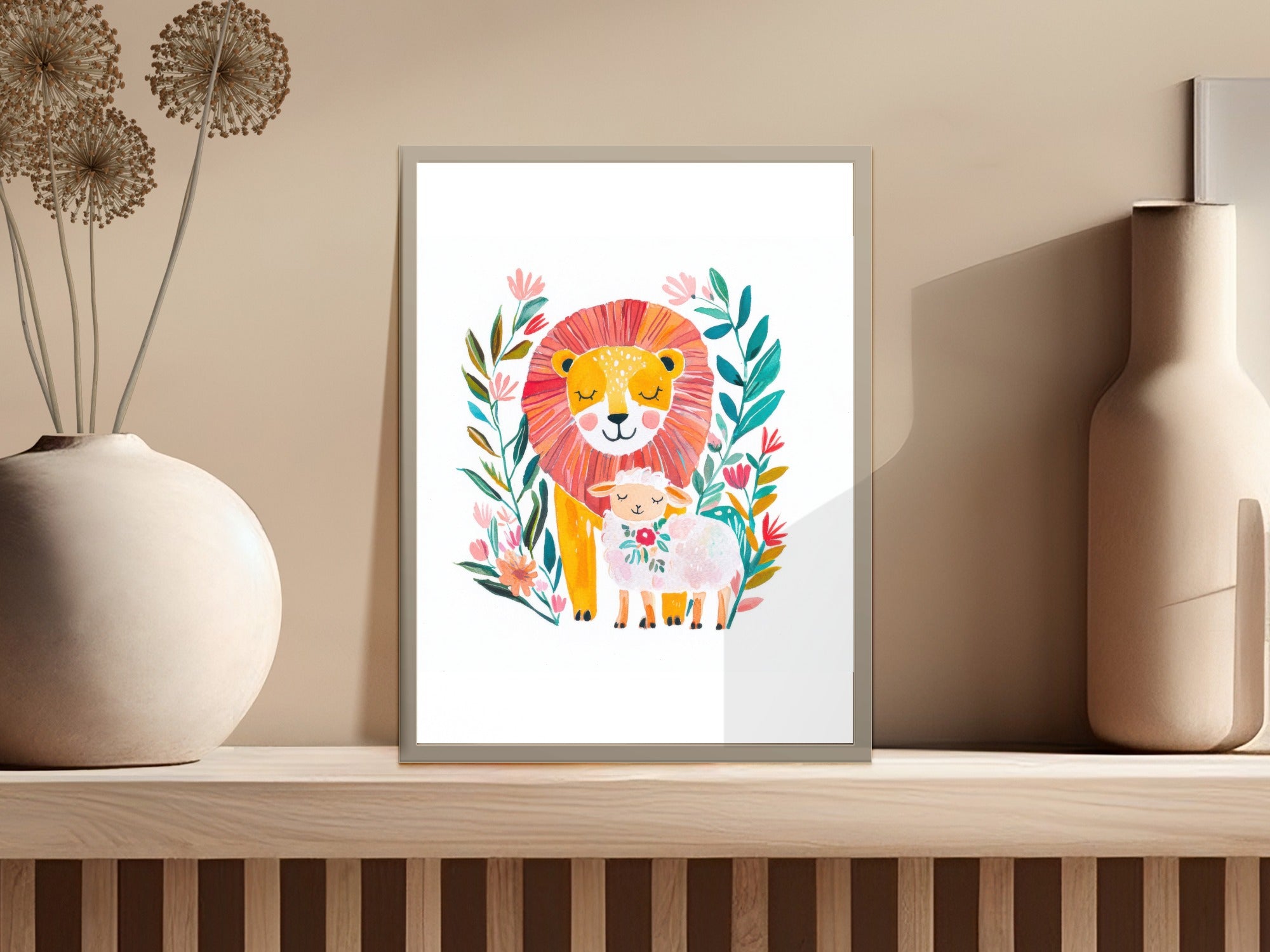 Watercolor Lion Lamb Clipart, Vibrant Pastel PNG, Christian SVG, Religious Lamb, Scripture SVG Christian