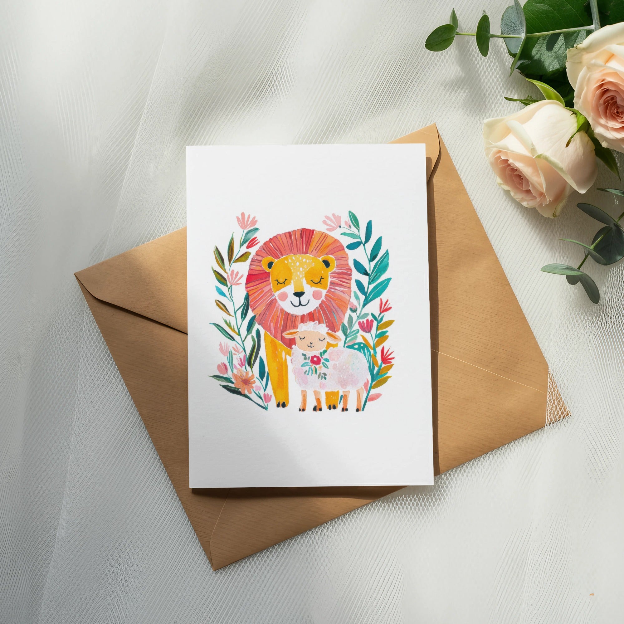 Watercolor Lion Lamb Clipart, Vibrant Pastel PNG, Christian SVG, Religious Lamb, Scripture SVG Christian