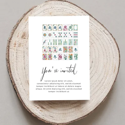 Watercolor Mahjong Tiles Clipart Digital Art Prints, Elegant Asian Floral Game Pieces Downloadable Graphics PNG Bundle