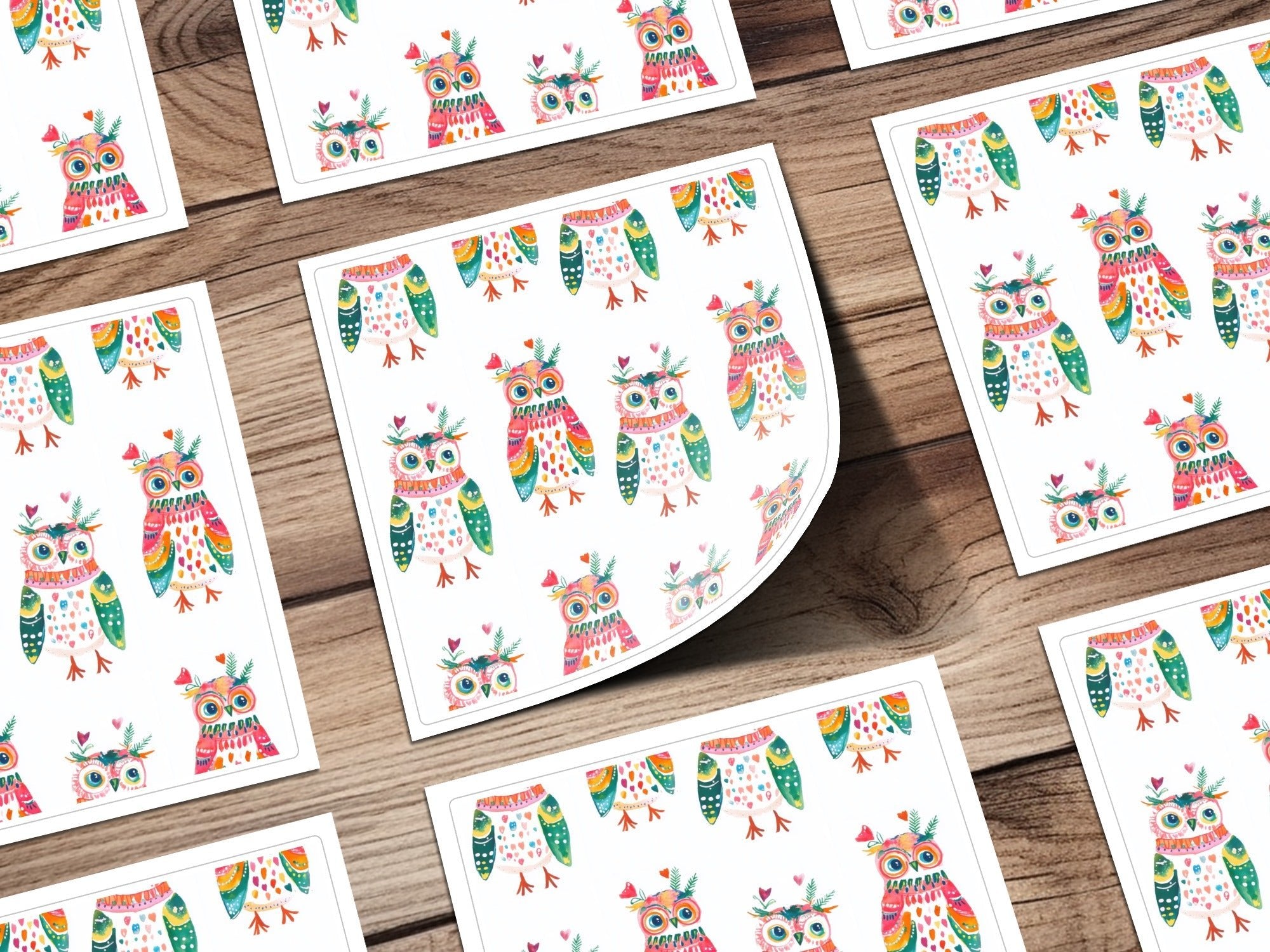 Watercolor Owls Pattern Art Print Home Decor Design Digital
