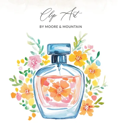 Watercolor Perfume Bottle PNG, Preppy Clip Art, Floral Fragrance SVG Sublimation File, Digital Download for Chic Beauty Design