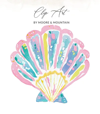 Watercolor Seashell PNG SVG Sublimation File, Vibrant Beach Scallop Shell Clipart Digital Download for Summer Crafts & Coastal Decor SVG