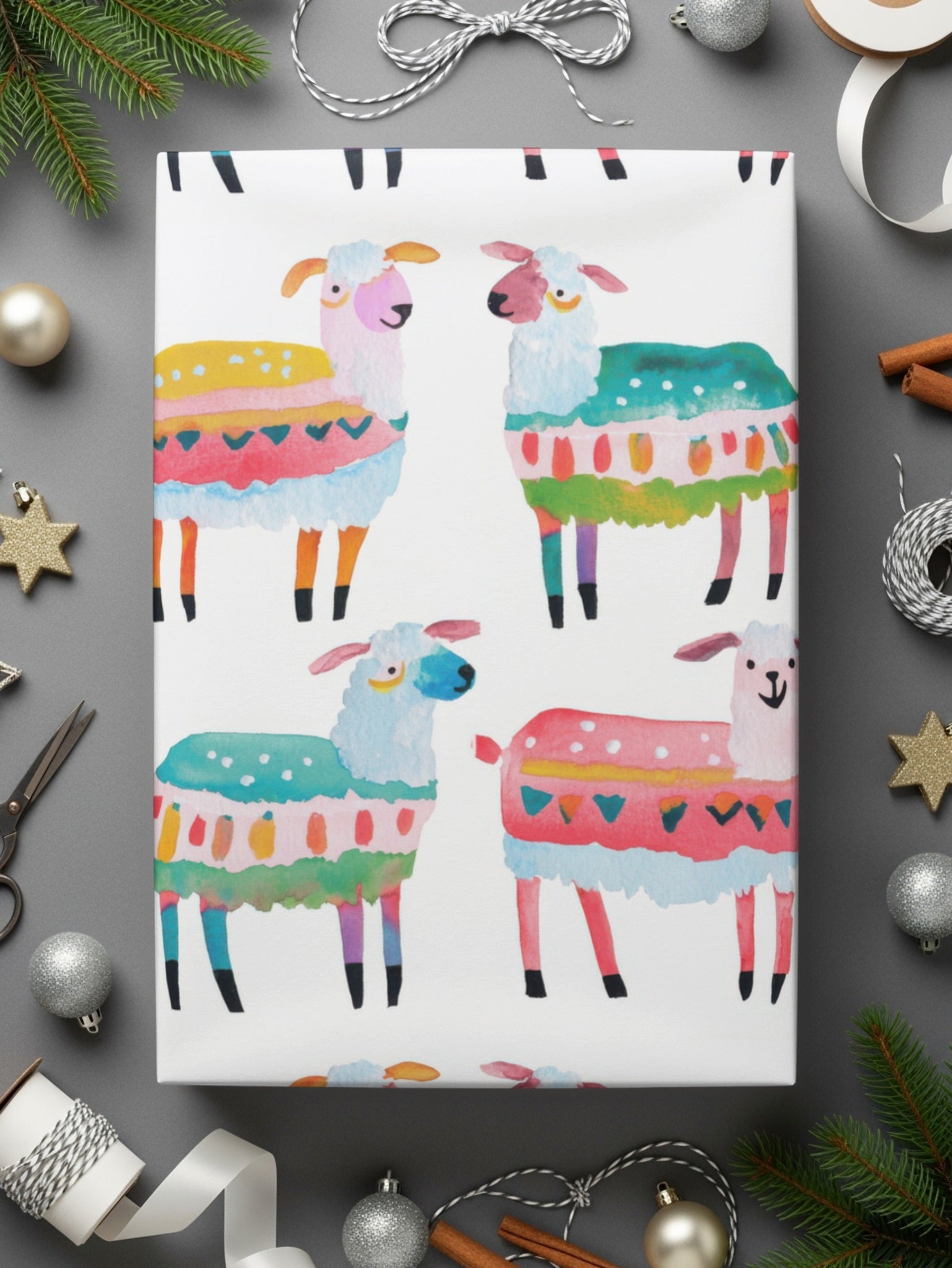 Watercolor Sheep Pattern Colorful Sheep Digital Product
