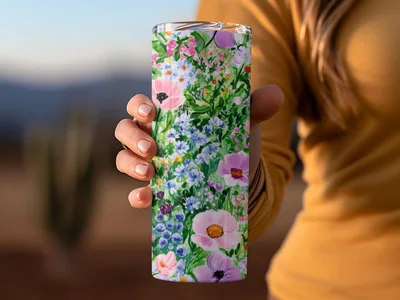 Watercolor Spring Floral Garden Pattern Seamless Delicate Flower Digital