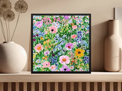 Watercolor Spring Floral Garden Pattern Seamless Delicate Flower Digital