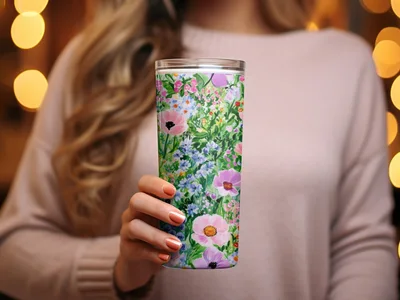 Watercolor Spring Floral Garden Pattern Seamless Delicate Flower Digital
