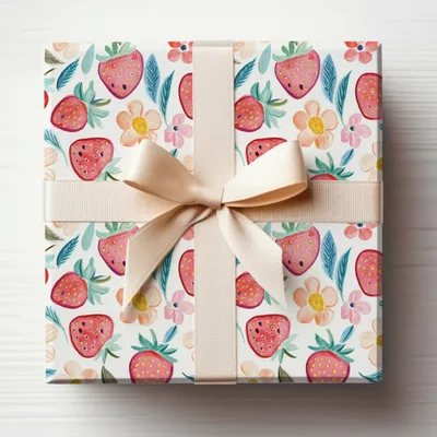 Watercolor Strawberry Floral Digital Paper Seamless Pattern | Cute Spring Summer Fruit Fabric Background | Whimsical Scrapbook Design