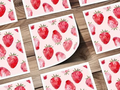 Watercolor Strawberry Pattern Digital, Seamless Repeat, Fruit Print, Fabric Design, Commercial Use, Summer Pattern, Kitchen Art (Digital)