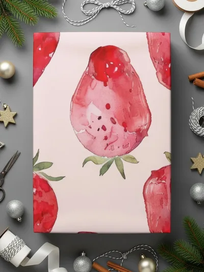 Watercolor Strawberry Pattern Digital, Seamless Repeat, Fruit Print, Fabric Design, Commercial Use, Summer Pattern, Kitchen Art (Digital)