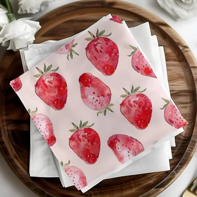 Watercolor Strawberry Pattern Digital, Seamless Repeat, Fruit Print, Fabric Design, Commercial Use, Summer Pattern, Kitchen Art (Digital)