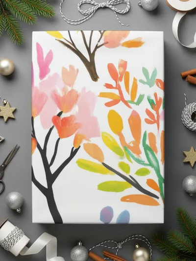 Watercolor Tree Seamless Pattern Digital Paper, Botanical Floral Design, Hand Painted Spring Print, Colorful Trees, Printable Digital