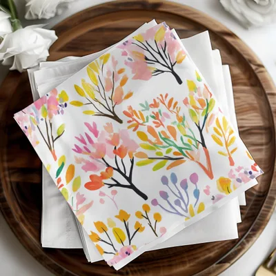 Watercolor Tree Seamless Pattern Digital Paper, Botanical Floral Design, Hand Painted Spring Print, Colorful Trees, Printable Digital