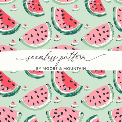 Watermelon Pattern Digital, Seamless Tileable Summer Design, Fruit JPEG for Fabric, Scrapbooking, Background, Digital Paper Download