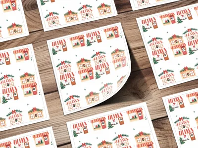 Whimsical Christmas Houses Holiday Season Repeating Pattern Digital