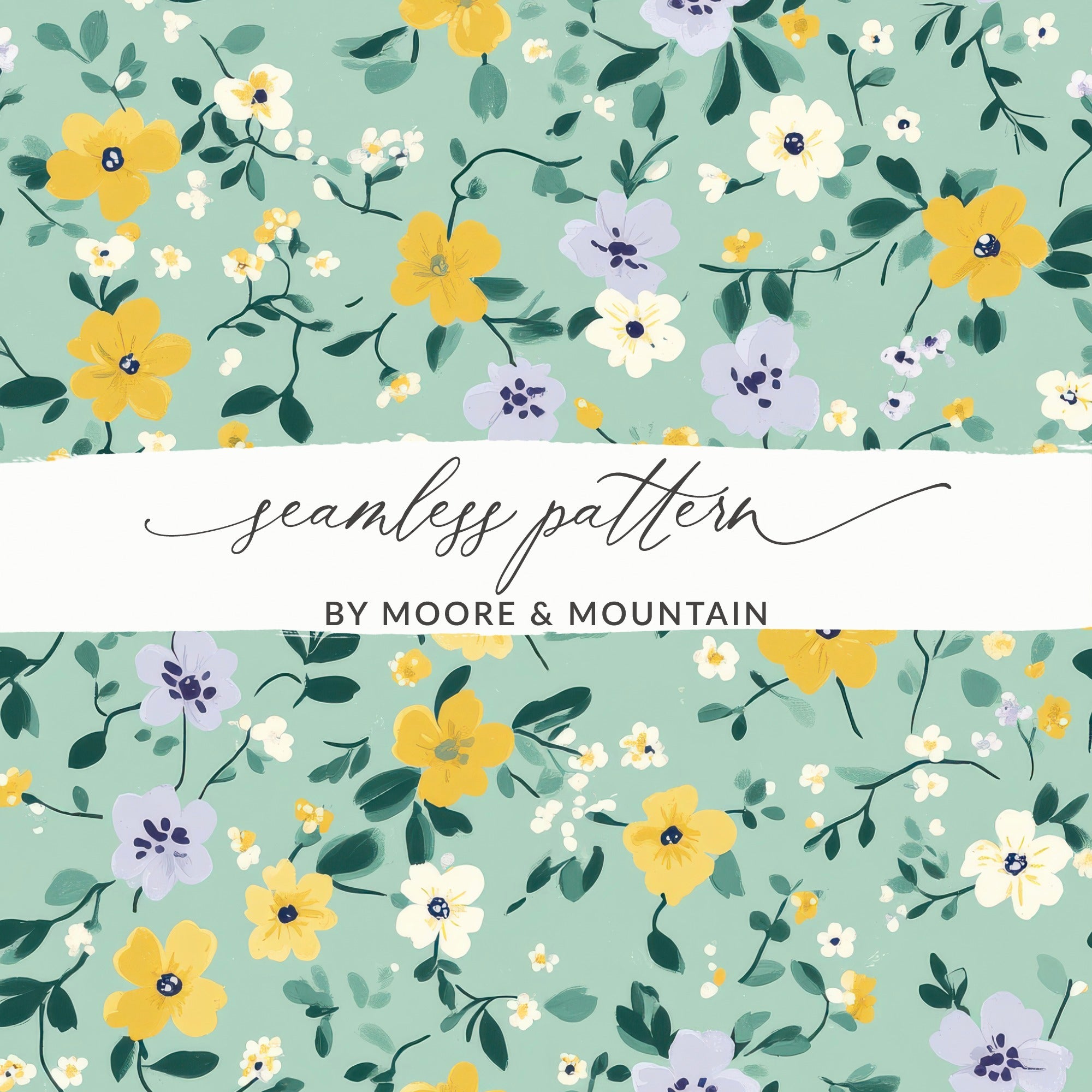 Whimsical Floral Pattern with Ditsy Floral Details Digital