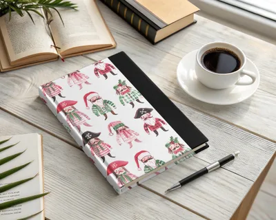 Whimsical Pirate Santa Christmas Figures Pattern Digital