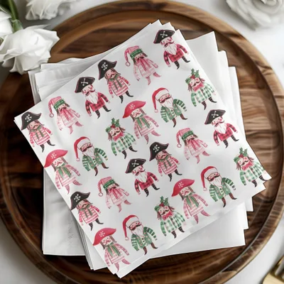 Whimsical Pirate Santa Christmas Figures Pattern Digital