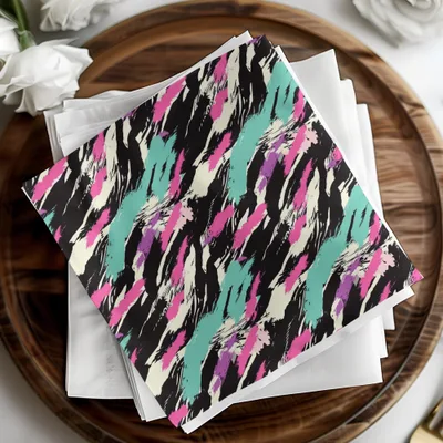 Wild Animal Print with Black Teal Pink Lilac Lines Digital