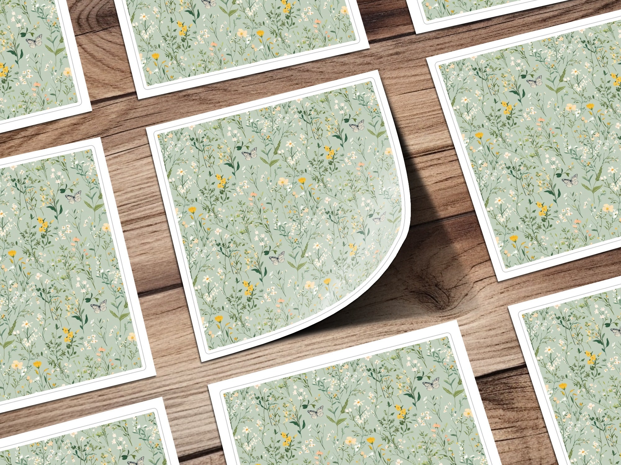 Wildflower Meadow Digital Seamless Pattern, Floral Butterfly Print, Botanical Scrapbook Paper, Fabric Design, Two Scale Options