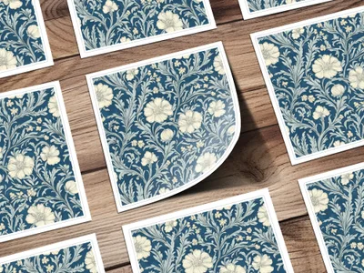 William Morris Blue Larkspur Print Seamless Vines Background Dark