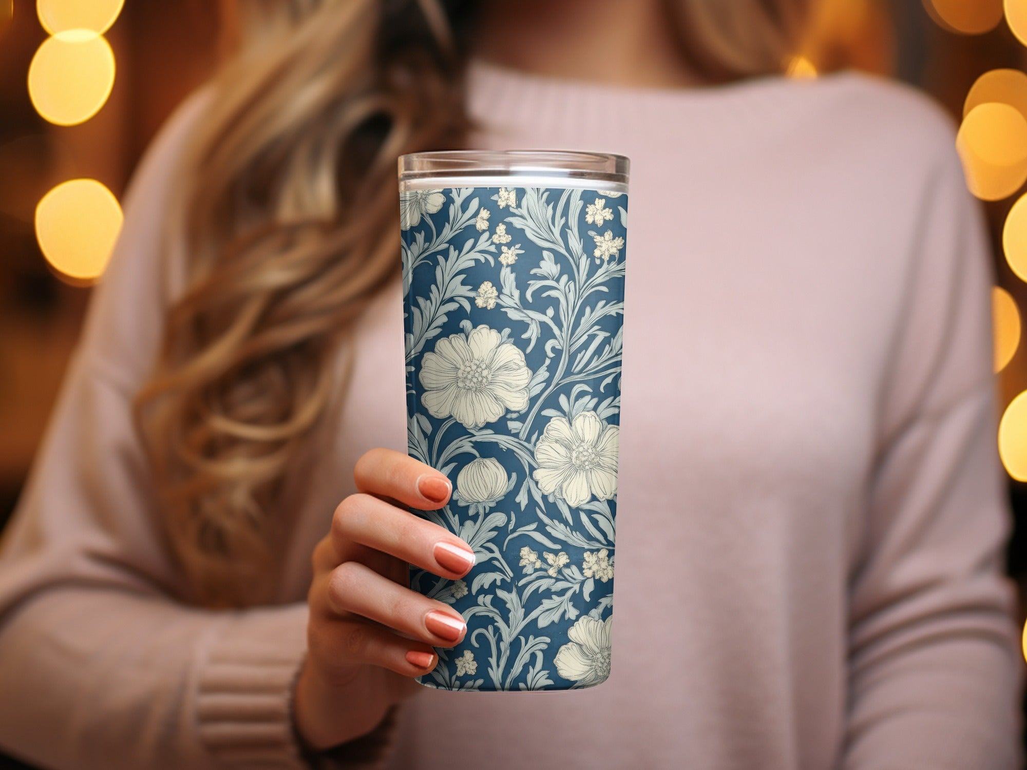William Morris Blue Larkspur Print Seamless Vines Background Dark