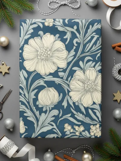 William Morris Blue Larkspur Print Seamless Vines Background Dark