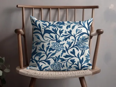William Morris Blue Seamless Pattern Blue and White Digital