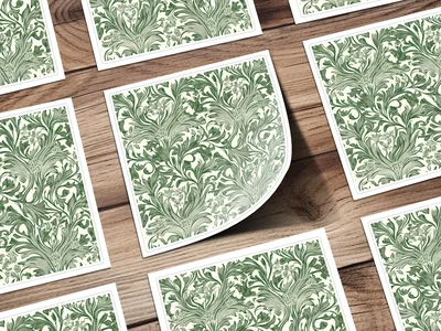 William Morris Larkspur Seamless Vintage Vines Background Dark Green Digital