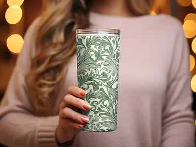 William Morris Larkspur Seamless Vintage Vines Background Dark Green Digital