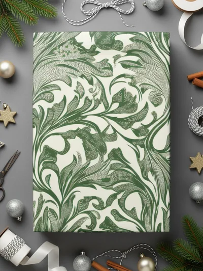 William Morris Larkspur Seamless Vintage Vines Background Dark Green Digital