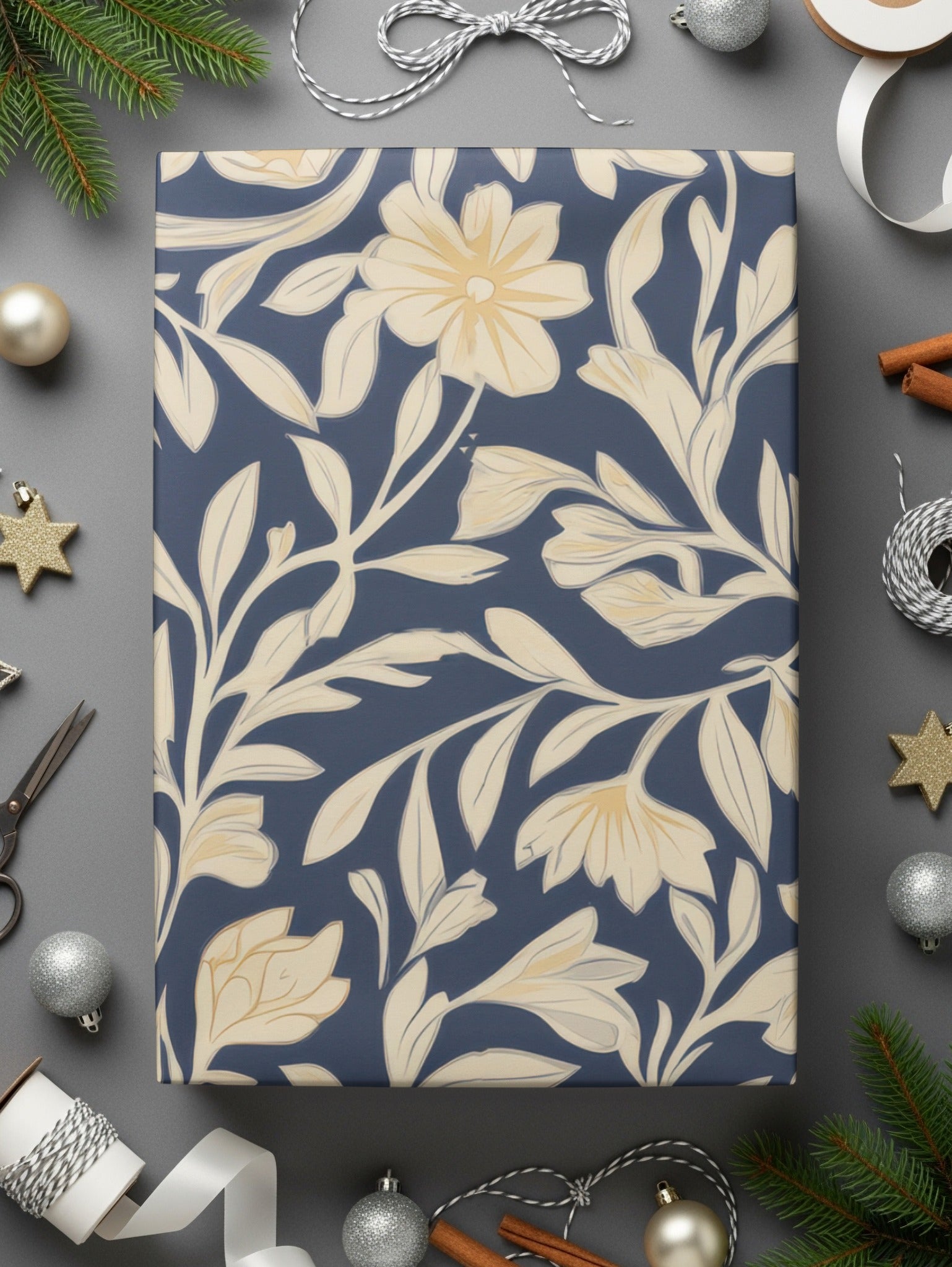 William Morris Seamless Pattern Blue and Cream Digital
