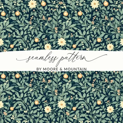 William Morris Honeysuckle Seamless Pattern, Dark Vintage Floral Digital Paper, Botanical Repeat Pattern, Dark Green Seamless File,